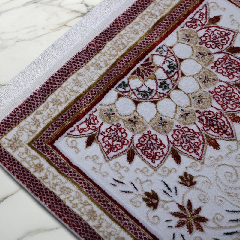 Melen Turkish prayer rug - prostration - red - cream - Image 2